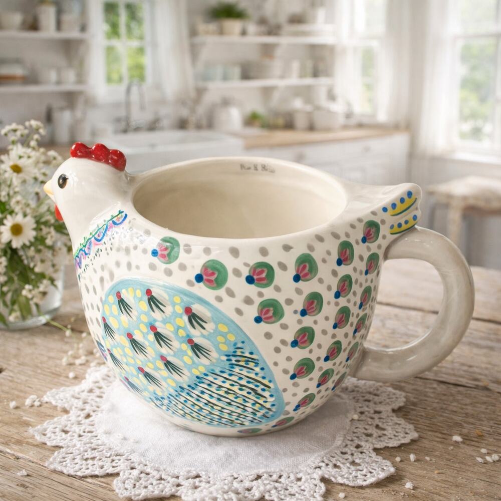 Natural Life Penny The Hen Ceramic Mug Whimsical Chicken Cup - Picture 1 of 11